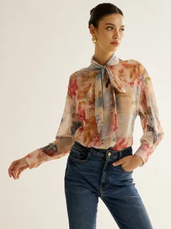 COMMENSE Romance Tie Neck Thin Shirt* Blouses & Shirts|Tops