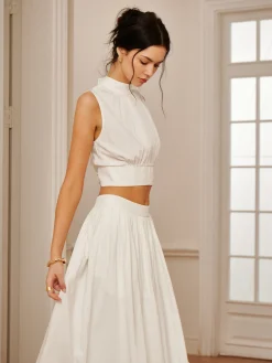 COMMENSE Romantic Sleeveless Pleated Skirt Set* Skirt Sets|Long Sleeve Sets