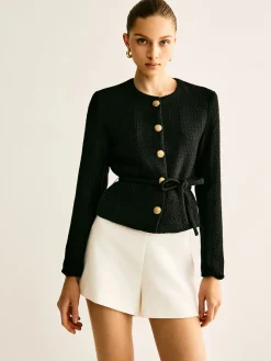 COMMENSE Rope-Belted Button Blazer* Outerwear|Blazers