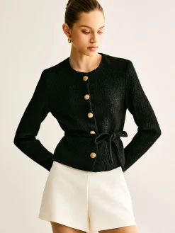 COMMENSE Rope-Belted Button Blazer* Outerwear|Blazers