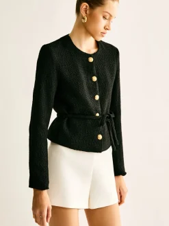 COMMENSE Rope-Belted Button Blazer* Outerwear|Blazers