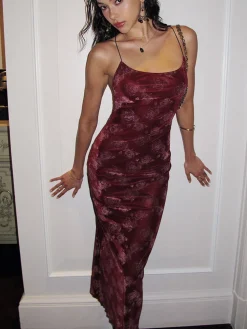 COMMENSE Rose Velvet Cami Dress* Casual Dresses|Cocktail & Party Dresses