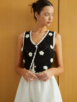 COMMENSE Rosette Decor Sweater Vest* Sweater Vests|Sweaters & Cardigans