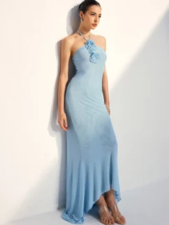 COMMENSE Rosette Halter Fishtail Dress* Cocktail & Party Dresses|Summer Dresses