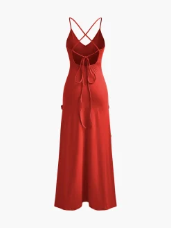 COMMENSE Rosette V-Neck Backless Cami Dress* Cocktail & Party Dresses|Summer Dresses