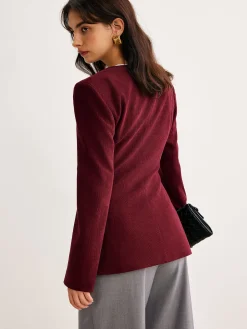 COMMENSE Round Neck Button Corduroy Blouse* Blouses & Shirts|Tops