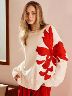 COMMENSE Round Neck Jacquard Sweater* Sweater Tops|Sweaters & Cardigans