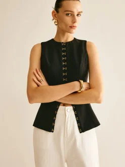 COMMENSE Round Neck Metal-Detail Vest* Outerwear|Vests