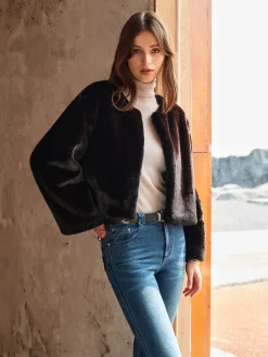 COMMENSE Round Neck Soft Faux Fur Coat* Outerwear|Coats
