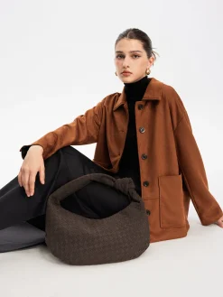 COMMENSE Rounded Woven Knotted Suede Bag* Bags|Accessories