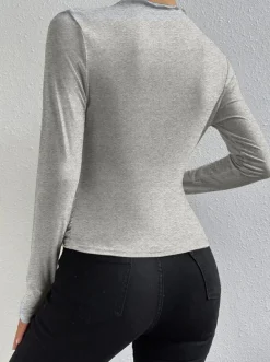 COMMENSE Ruching Long Sleeve Shirt* T-shirts|Tops