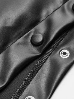 COMMENSE Ruffle Button Clasp PU Leather Skirt* Skirts|Bottoms