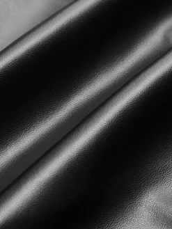 COMMENSE Ruffle Button Clasp PU Leather Skirt* Skirts|Bottoms