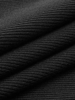 COMMENSE Ruffle Slim Knit Long Dress* Black Dresses|Casual Dresses