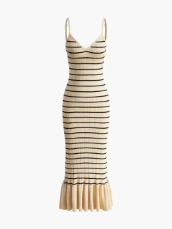 COMMENSE Ruffle Striped Sweater Cami Dress* Sweater Dresses|Cocktail & Party Dresses