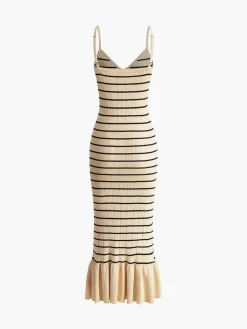 COMMENSE Ruffle Striped Sweater Cami Dress* Sweater Dresses|Cocktail & Party Dresses