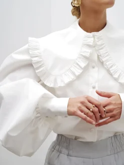 COMMENSE Ruffled Collar Long Sleeve Shirt* Blouses & Shirts|Tops