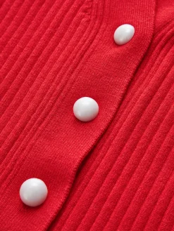 COMMENSE Ruffled Trim Pearl Button Long Sleeve Cardigan* Cardigans|Sweaters & Cardigans