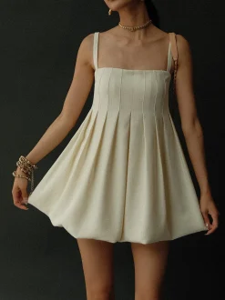 COMMENSE Sacred Dream Pleat Skater Short Dress* Cocktail & Party Dresses|Summer Dresses
