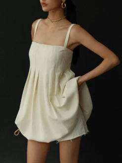 COMMENSE Sacred Dream Pleat Skater Short Dress* Cocktail & Party Dresses|Summer Dresses
