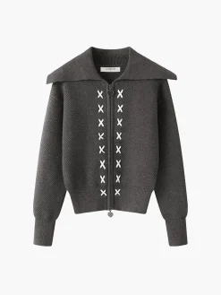 COMMENSE Sailor Collar Two-Way Zipper Cardigan* Cardigans|Sweaters & Cardigans