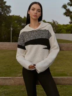 COMMENSE Sailor-Collar Color Block Short Sweater* Knitwear|Tops