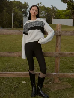 COMMENSE Sailor-Collar Color Block Short Sweater* Knitwear|Tops