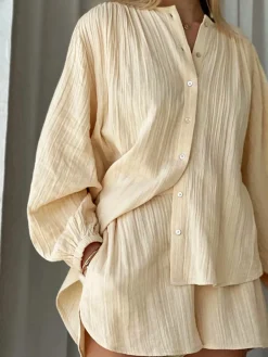 COMMENSE Santorini Textured Two Piece Shorts Set* Shorts Sets|Shorts