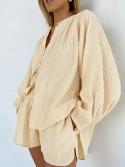 COMMENSE Santorini Textured Two Piece Shorts Set* Shorts Sets|Shorts