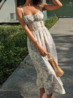 COMMENSE Sapphire Garden Floral Cami Midi Dress* Casual Dresses|Floral Dresses