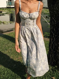 COMMENSE Sapphire Garden Floral Cami Midi Dress* Casual Dresses|Floral Dresses