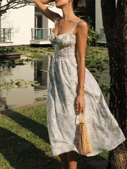 COMMENSE Sapphire Garden Floral Cami Midi Dress* Casual Dresses|Floral Dresses