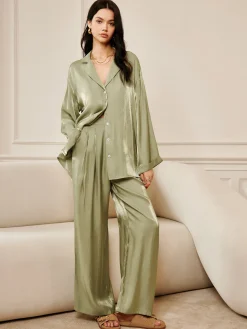 COMMENSE Satin Draped Pants Set* Pants Sets|Long Sleeve Sets