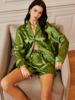COMMENSE Satin Drawstring Shorts Set* Shorts Sets|Long Sleeve Sets