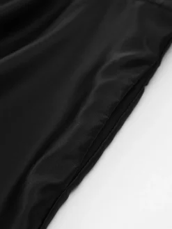 COMMENSE Satin Knotted Doule Pockets Open Back Pleated Mini Dress* Black Dresses|Cocktail & Party Dresses