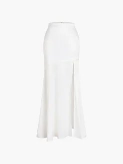 COMMENSE Satin Patchwork Split Maxi Skirt* Skirts|Bottoms