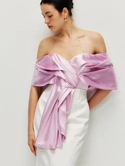 COMMENSE Satin Pleated Off Shoulder Top* Tank Tops & Camis|Tops
