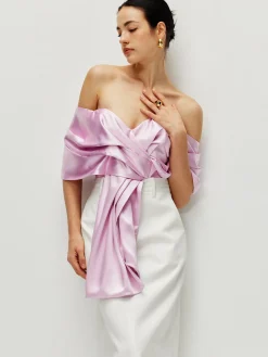 COMMENSE Satin Pleated Off Shoulder Top* Tank Tops & Camis|Tops
