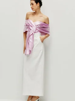 COMMENSE Satin Pleated Off Shoulder Top* Tank Tops & Camis|Tops
