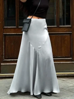 COMMENSE Satin Pleated Slit Skirt* Skirts|Bottoms