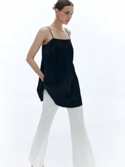 COMMENSE Satin Sleeveless Solid Loose Tank Top* Tank Tops & Camis|Tops