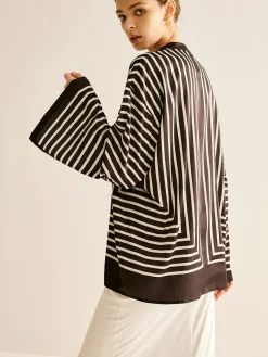 COMMENSE Satin Striped Button Cozy Shirt* Blouses & Shirts|Tops