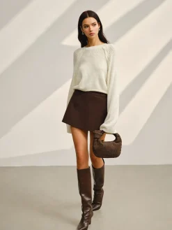 COMMENSE Satin-Bow Bell Sleeve Short Sweater* Knitwear|Tops