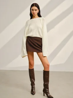 COMMENSE Satin-Bow Bell Sleeve Short Sweater* Knitwear|Tops