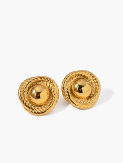 COMMENSE Screw Thread Round Earrings* Earrings|Accessories