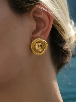COMMENSE Screw Thread Round Earrings* Earrings|Accessories