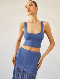 COMMENSE Sea Breeze Crop Knit Top* Sweater Tops|Sweaters & Cardigans