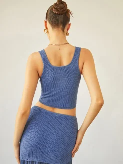 COMMENSE Sea Breeze Crop Knit Top* Sweater Tops|Sweaters & Cardigans