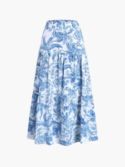 COMMENSE Seaside Joy Print Twist Detail Skirt Set* Skirt Sets|Long Sleeve Sets