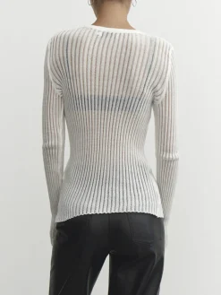 COMMENSE See Through Ribbed Mesh Top* Sweater Tops|Sweaters & Cardigans